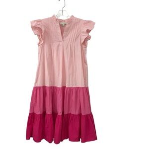 Pinch Pink Ruffle Tiered Dress Size Small Flutter Sleeves